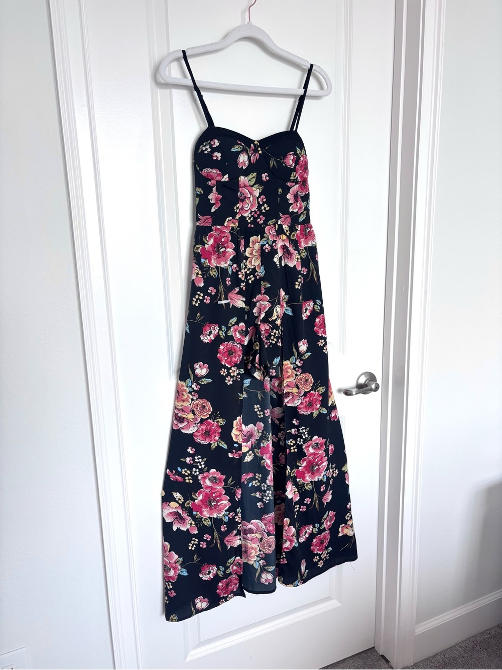 Floral High Low Romper Dress Band of Gypsies Small Boho Maxi Overlay Festival
